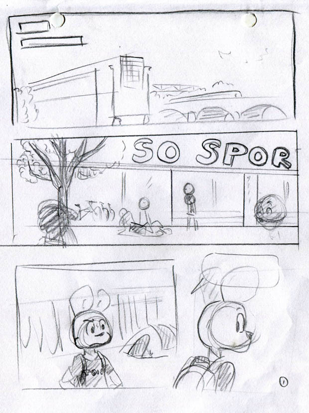 Le storyboard de la première page